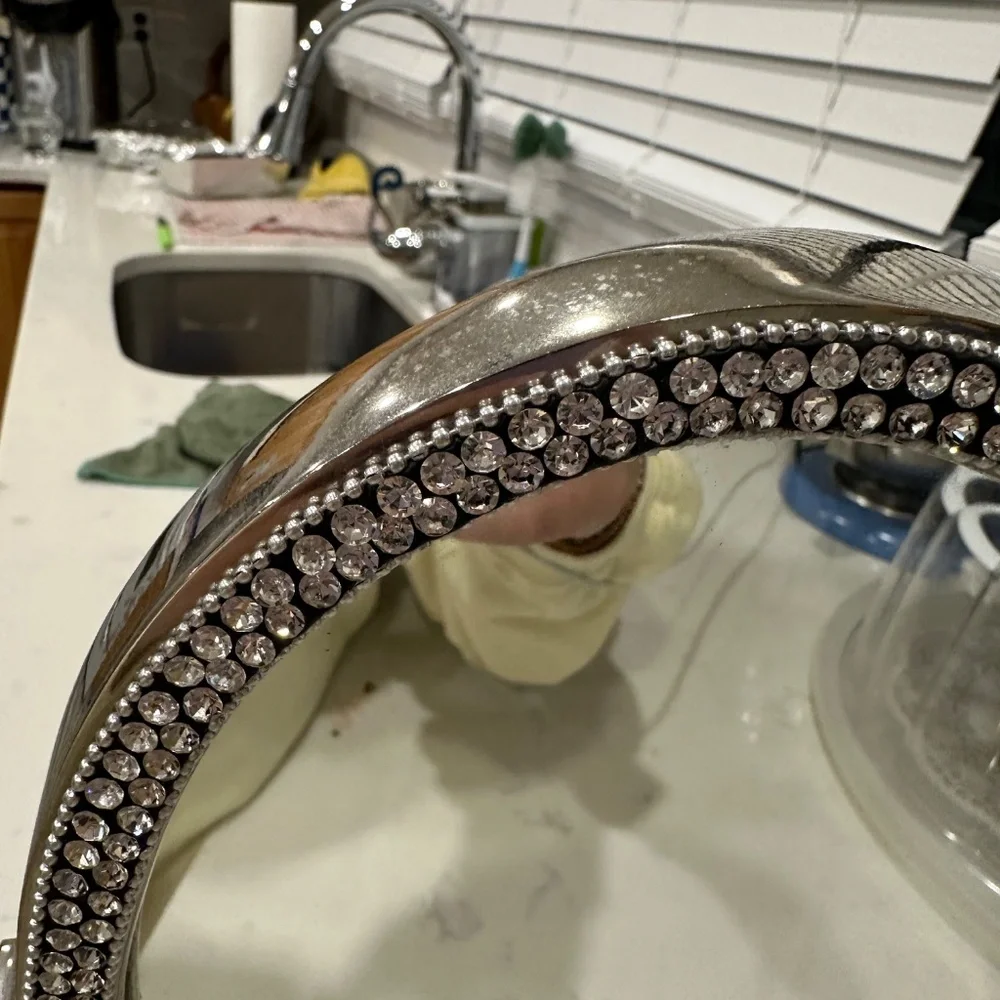 Gorgeous silver and crystal mirror - Picture 2 of 5